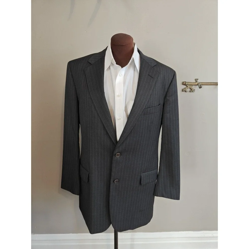 Brooks Brothers Mens 42L Gray Stripe 1818 Madison Sport Coat Made in USA Wool